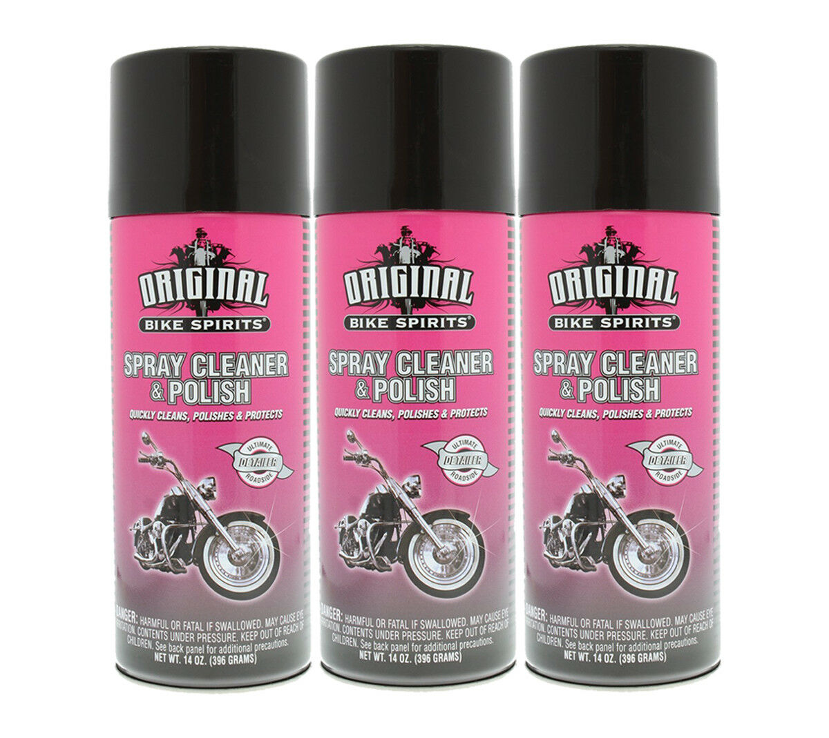 Original Bike Spirits Motorcycle Atv Spray Cleaner & Polish 14oz 3-pack