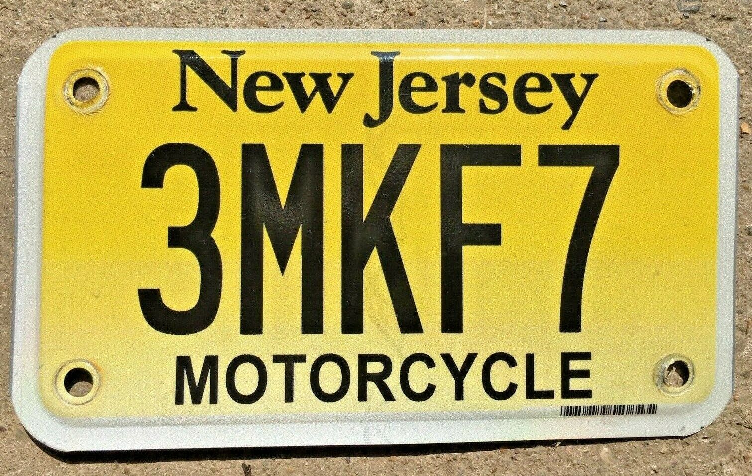 Price Reduced ! Cool Expired New Jersey Motorcycle License Plate 3 Mkf 7