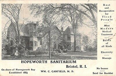 1906 Hopeworth Sanitarium Bristol Ri Post Card