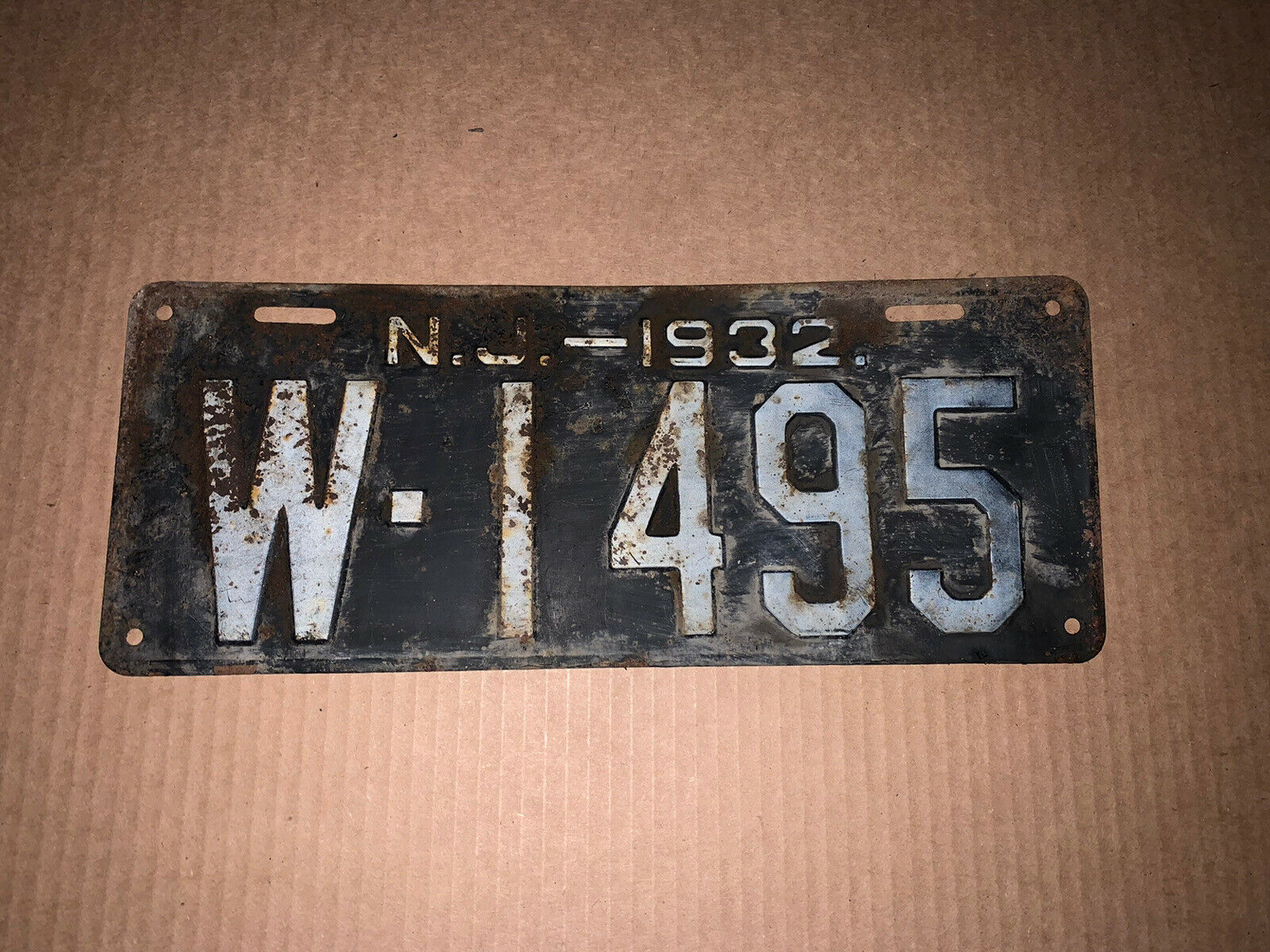 1932 Vintage New Jersey Car Automobile License Plate ￼barn Find Original