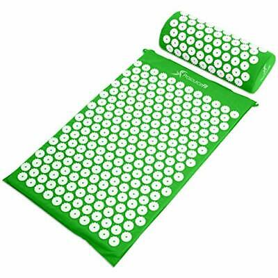 Prosourcefit Ps-1203-accuset-green Acupressure Mat And Pillow Set For Back/ne...