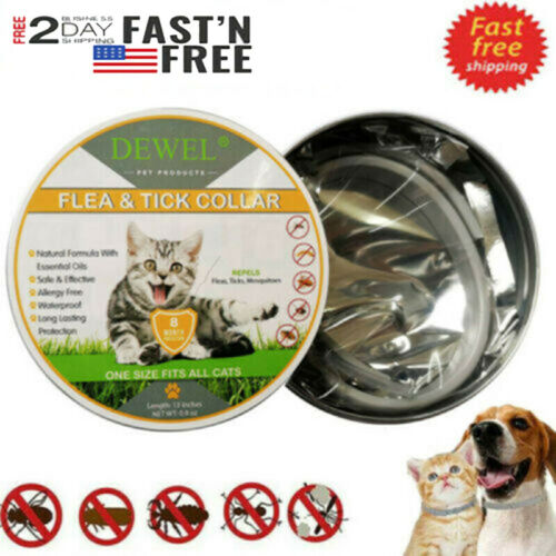 Dewel Cheaper Than Seresto! Flea & Tick Collar For Cats  8 Month Protection -new