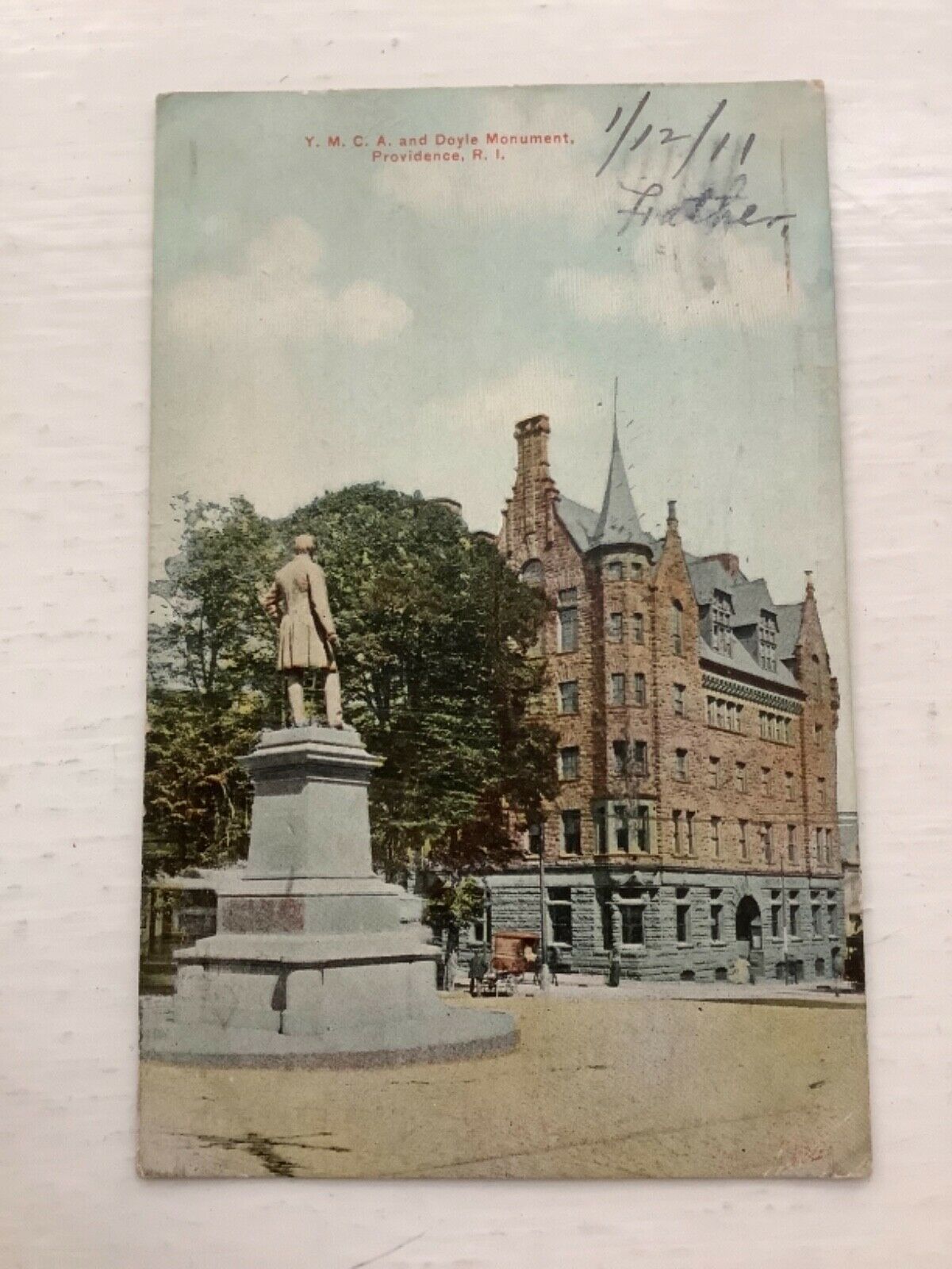 Ymca And Doyle Monument Providence Ri Postcard Antique Vintage