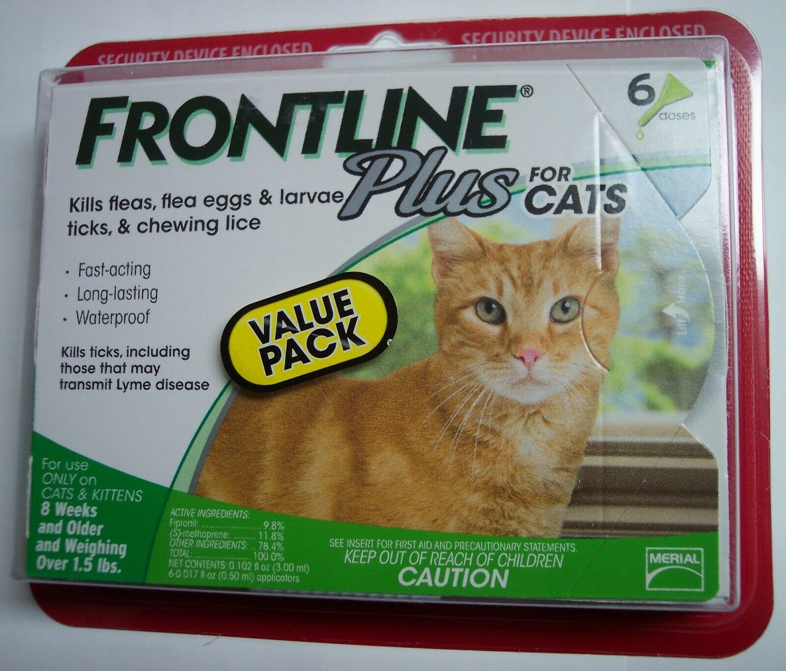 Frontline Plus Flea & Tick Control For Cats, Kittens Over 1.5 Lbs (6 Dose Box)