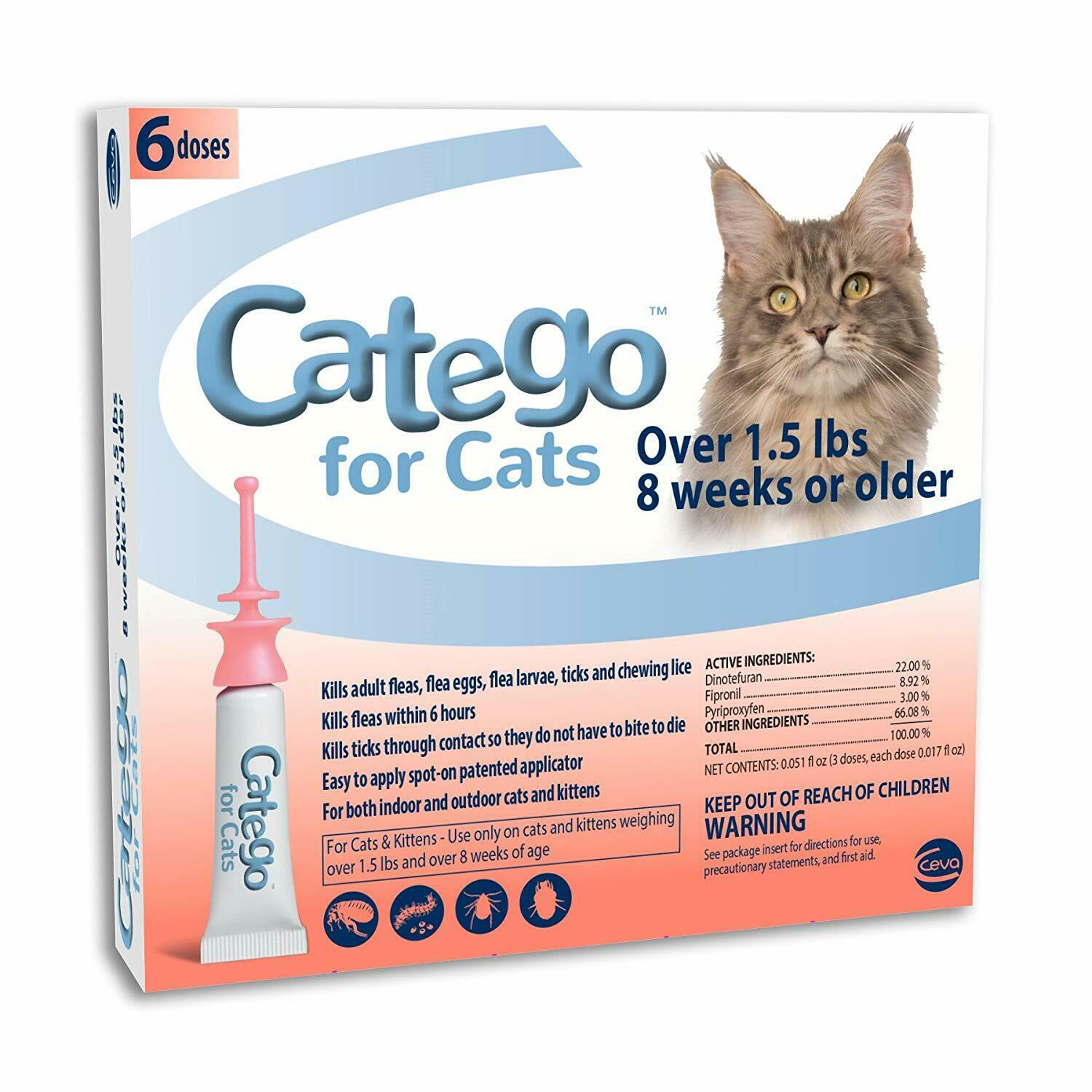 Catego Flea And Tick Control For Cats Over 1.5 Lb/8 Weeks 6 Doses