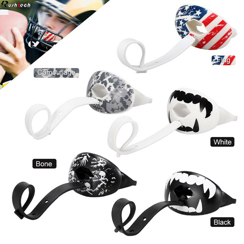 Sports Football Mouth Guard Piece With Strap Lip Teeth Protector Max Airflow Us