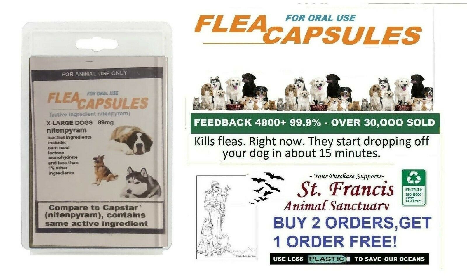 St. Francis Animal Rescue Flea Killer Control Fast  X-large Dogs 16 Doses