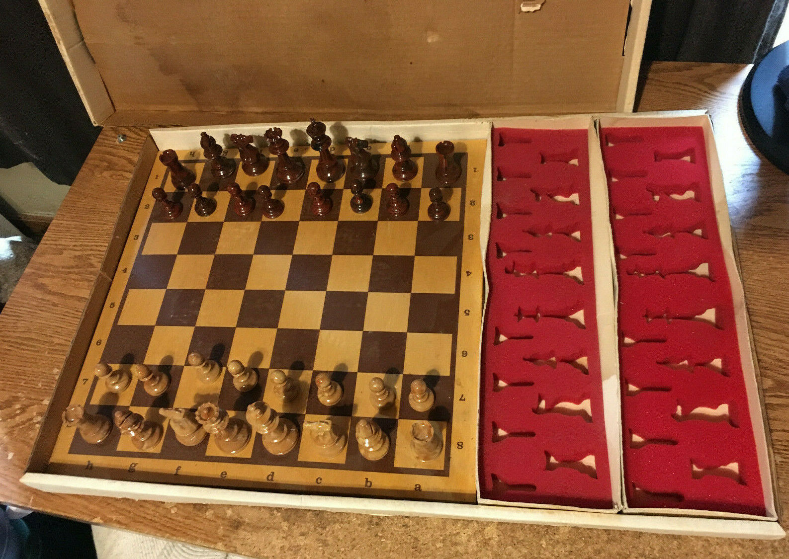 Vintage Tournament Staunton Chess Set No. 1280 15x15 Birch Board /wrongway052