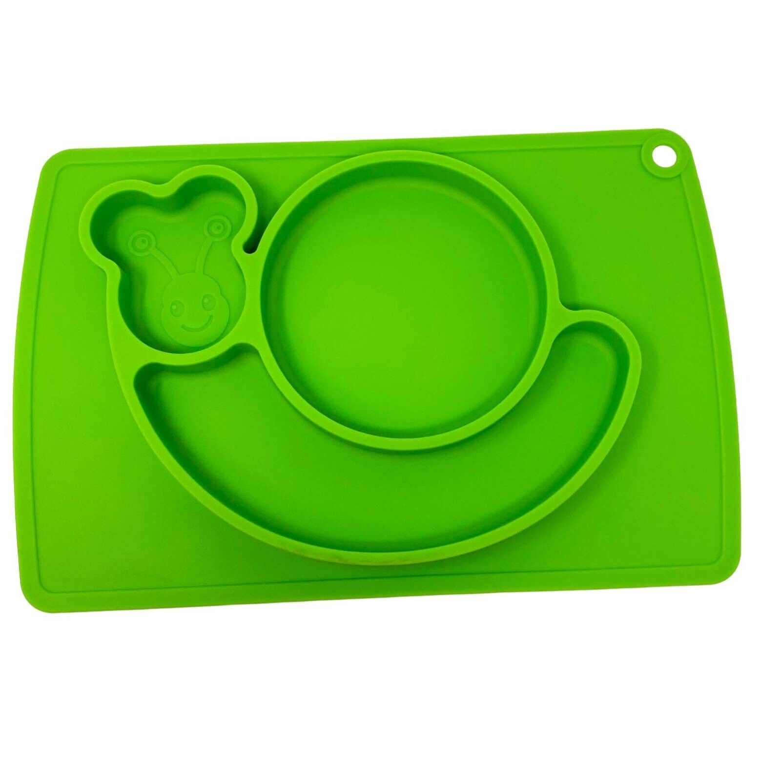 Silicone Plate Baby Toddler Kids Food Grade Green Placemat Cute Snail New