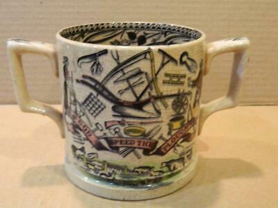 Large Burgess & Leigh Double Handle Cider Mug For Farmers "god Speed The Plough"