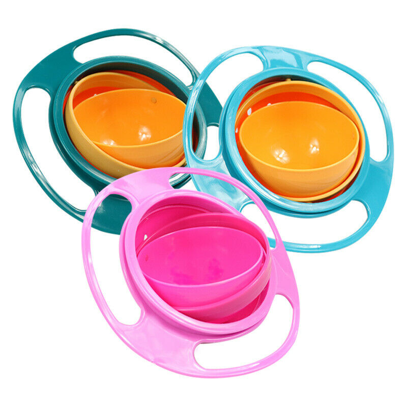 Portable 360 Rotating Magic Infants Baby No-spill Feeding Toddler Kids Gyro Bowl