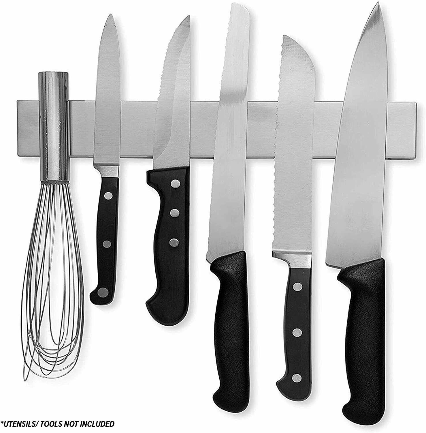 10" Magnetic Knife Holder Rack Block Kitchen Bar Magnet Strip Organizer Wall Kit
