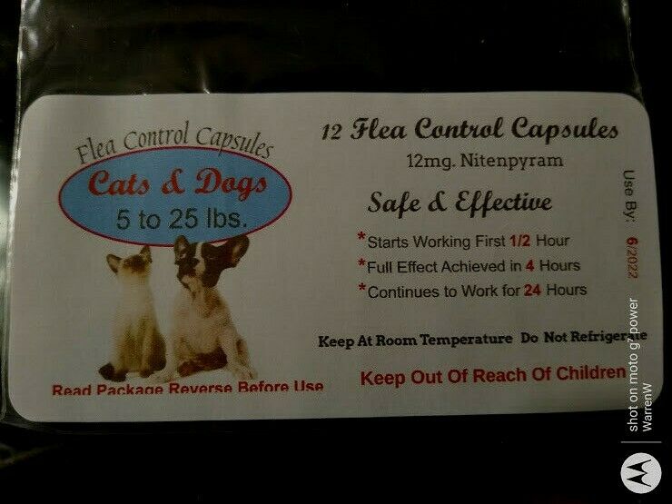 Flea Control Pills Capsules Cats 2lbs.-25lbs.12 Pack  Great Reviews Fast Ship !!