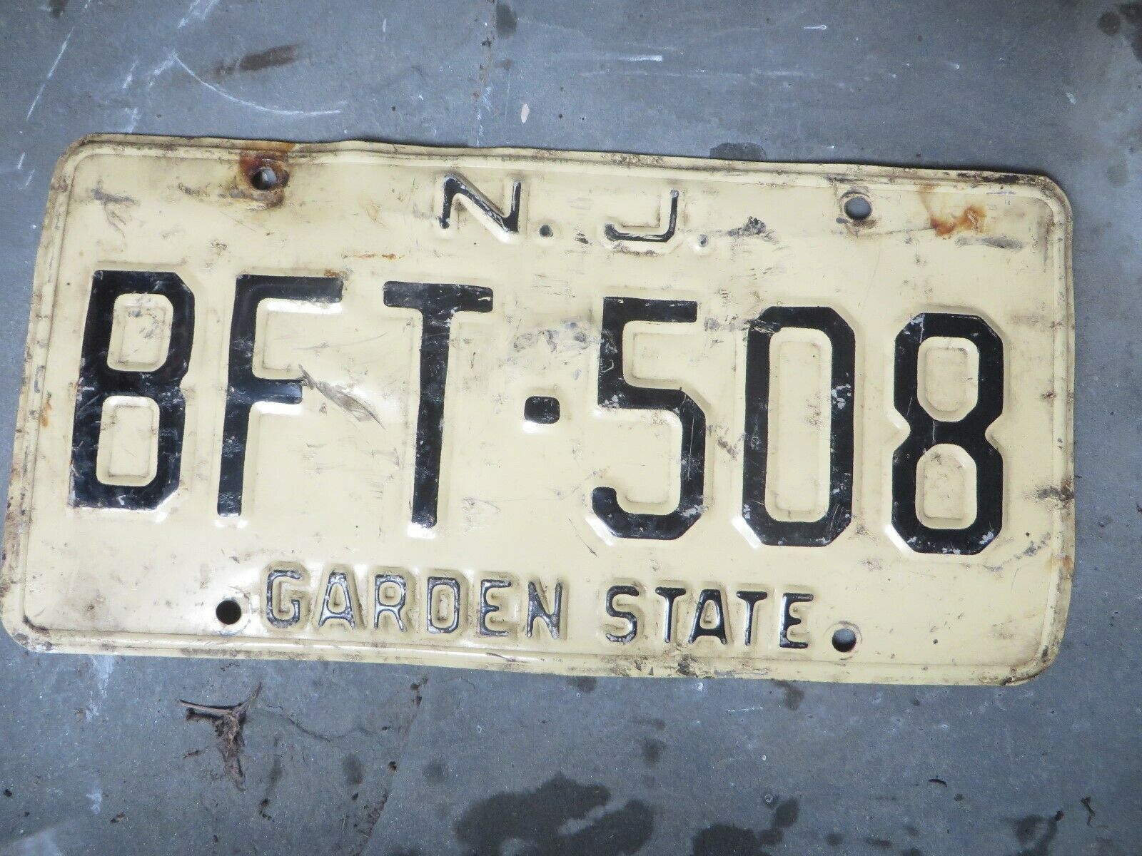 Vintage New Jersey License Plate Bft 508
