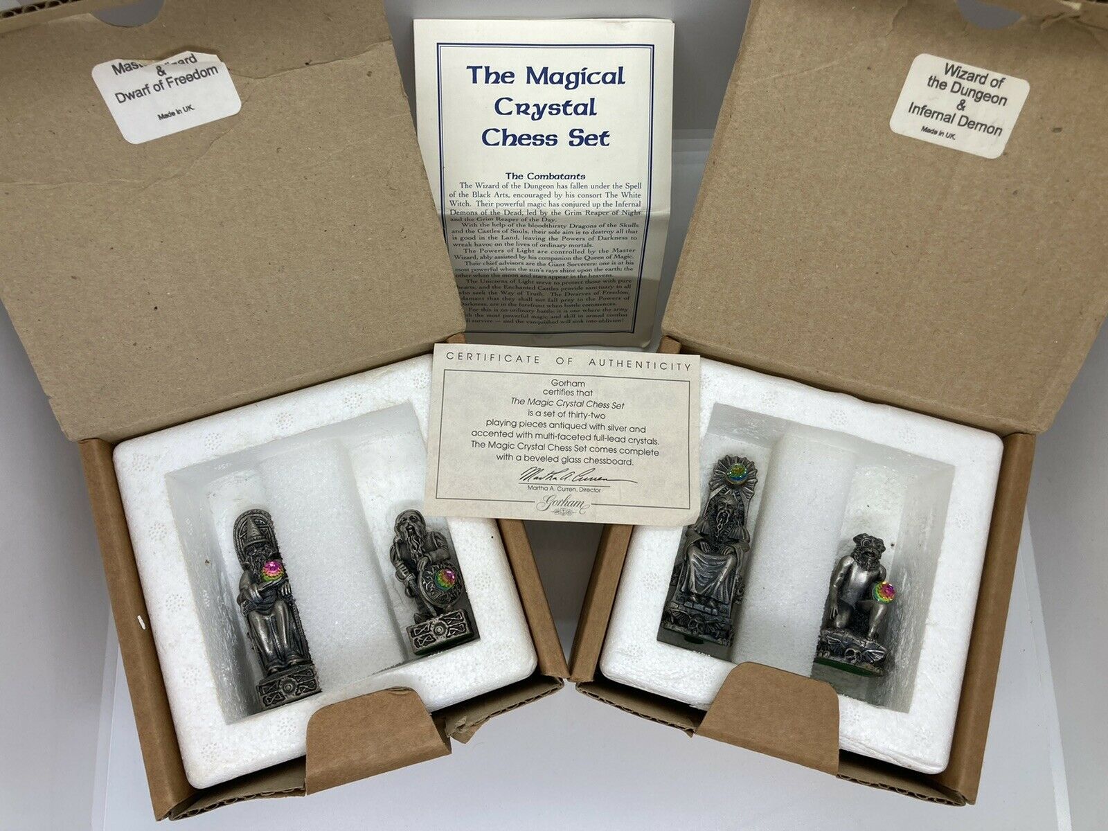Gorham Tudor Mint - Magic Crystal Chess Set - 4 Pieces - 2 Wizards, Dwarf, Demon