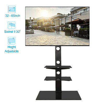 Universal 3 Tier Shelf Floor Tv Stand Swivel Mount For 32" - 65" Screens Tvs