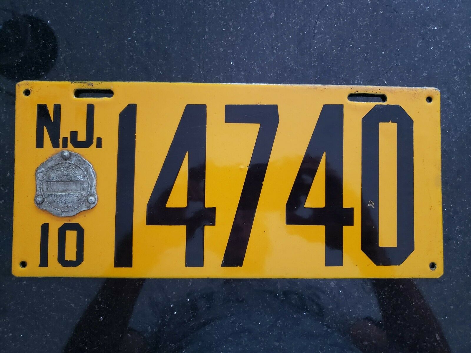 1910 New Jersey Nj Porcelain License Plate Car Tag Vehicle Vintage Registration