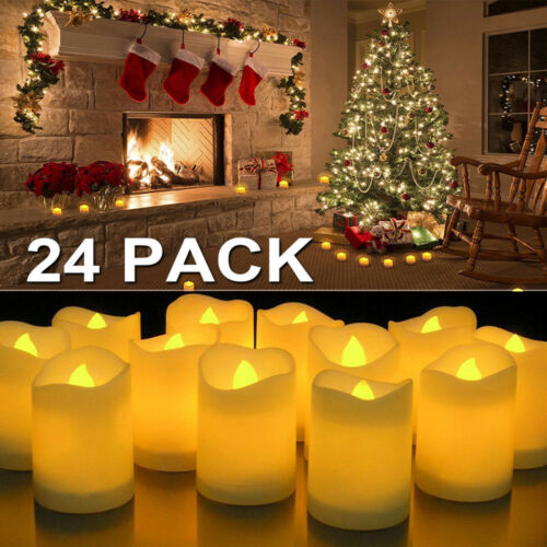 24/48/72/96pc Flameless Votive Candles Battery Operated Flickering Led Tea Light