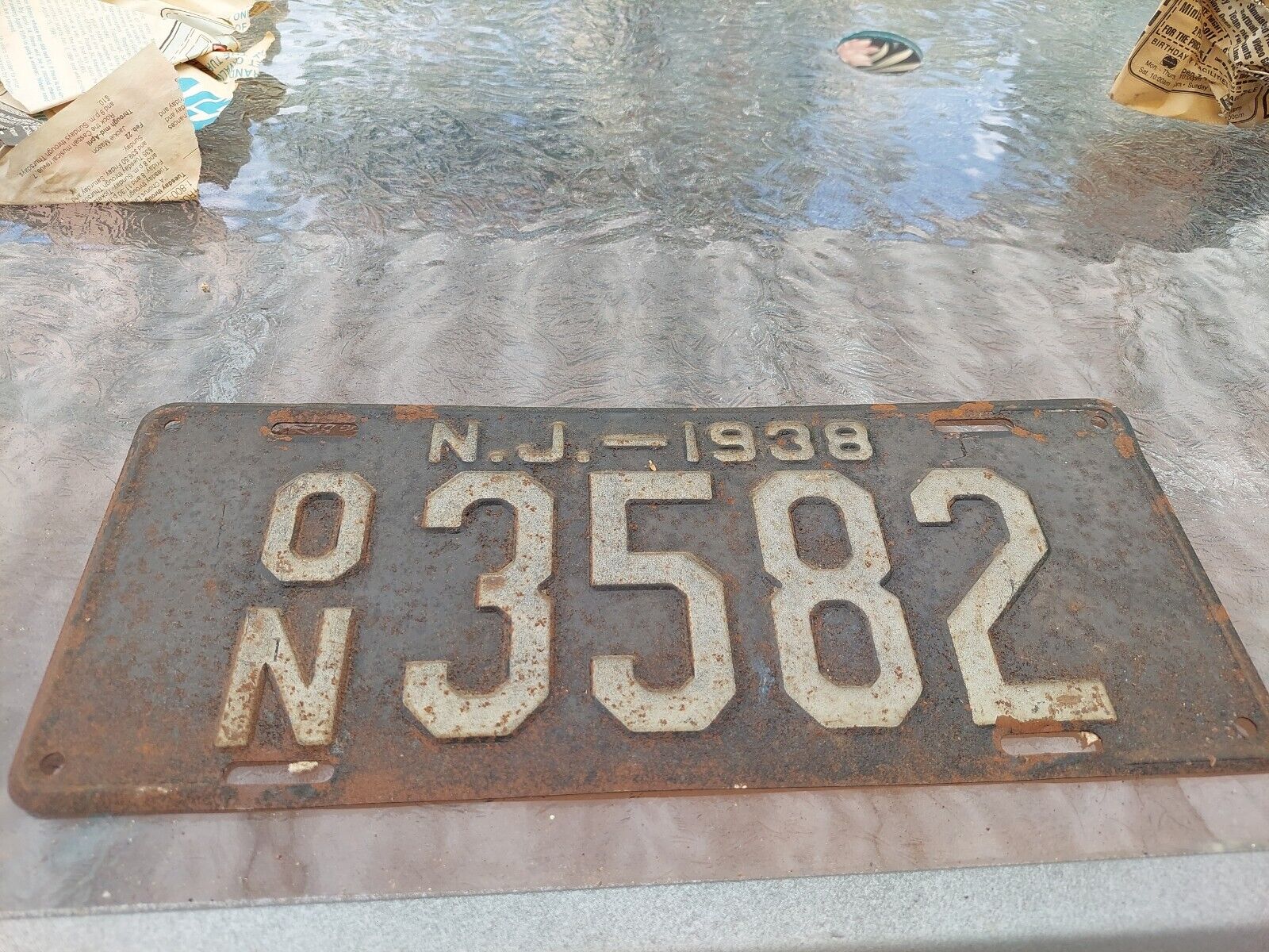 1938 New Jersey License Plate 100% All Original Ford Chevy Dodge