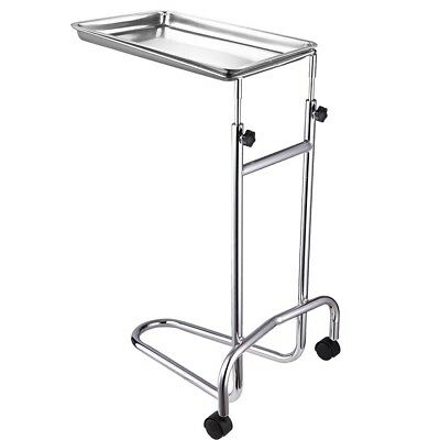 Mobile Mayo Stainless Steel Tray Stand Double-post  Adjustable Medical Equipment