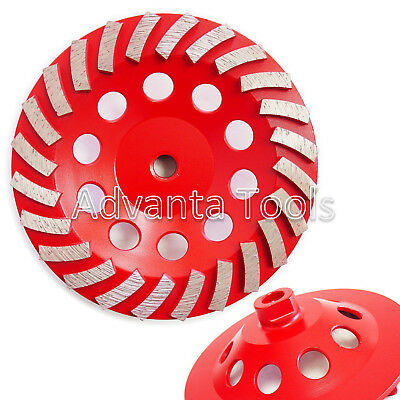 7” Spiral Turbo Concrete Diamond Grinding Cup Wheel 25/30 Grit 24 Segs 5/8”-11