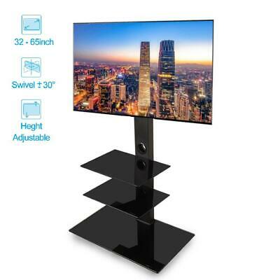 Floor Tv Stand Swivel Mount With Console Shelf For 32 - 65 Inch Screen Tvs