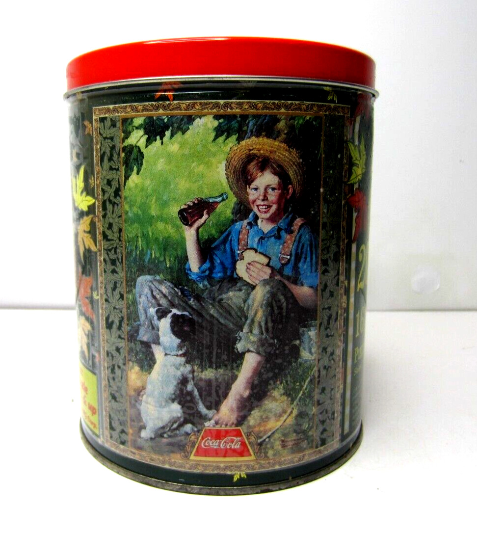 Vintage 1998 Coke Coca Cola Tin Canister 200 Piece Puzzle Boy And Dog