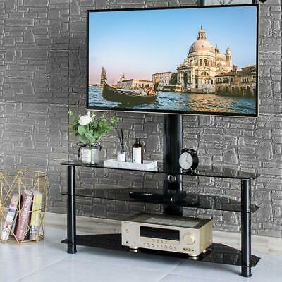 Three Layers Shelf Floor Tv Stand With Swivel Mount For 32" - 65" Led Lcd Screen