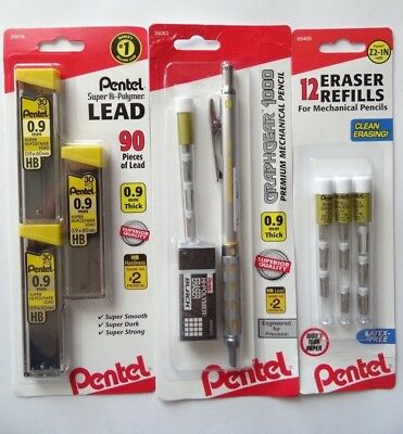 Pentel Graphgear 1000 Premium Mechanical Pencil 0.9mm Super Bundle New