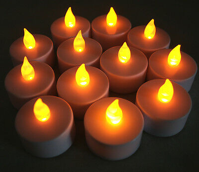New Flickering 12 Flicker Amber Light Flameless Led Tealight Tea Candles