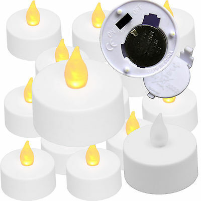 Qty 12 Battery Operated, Flickering Amber Led Tealights Tea Lights Flameless