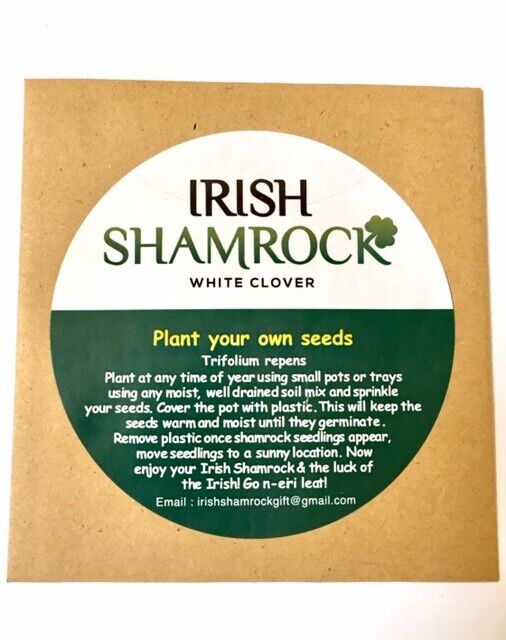 Irish Clover  Seeds  With Free Complimentary Irish Blessing Bookmark .