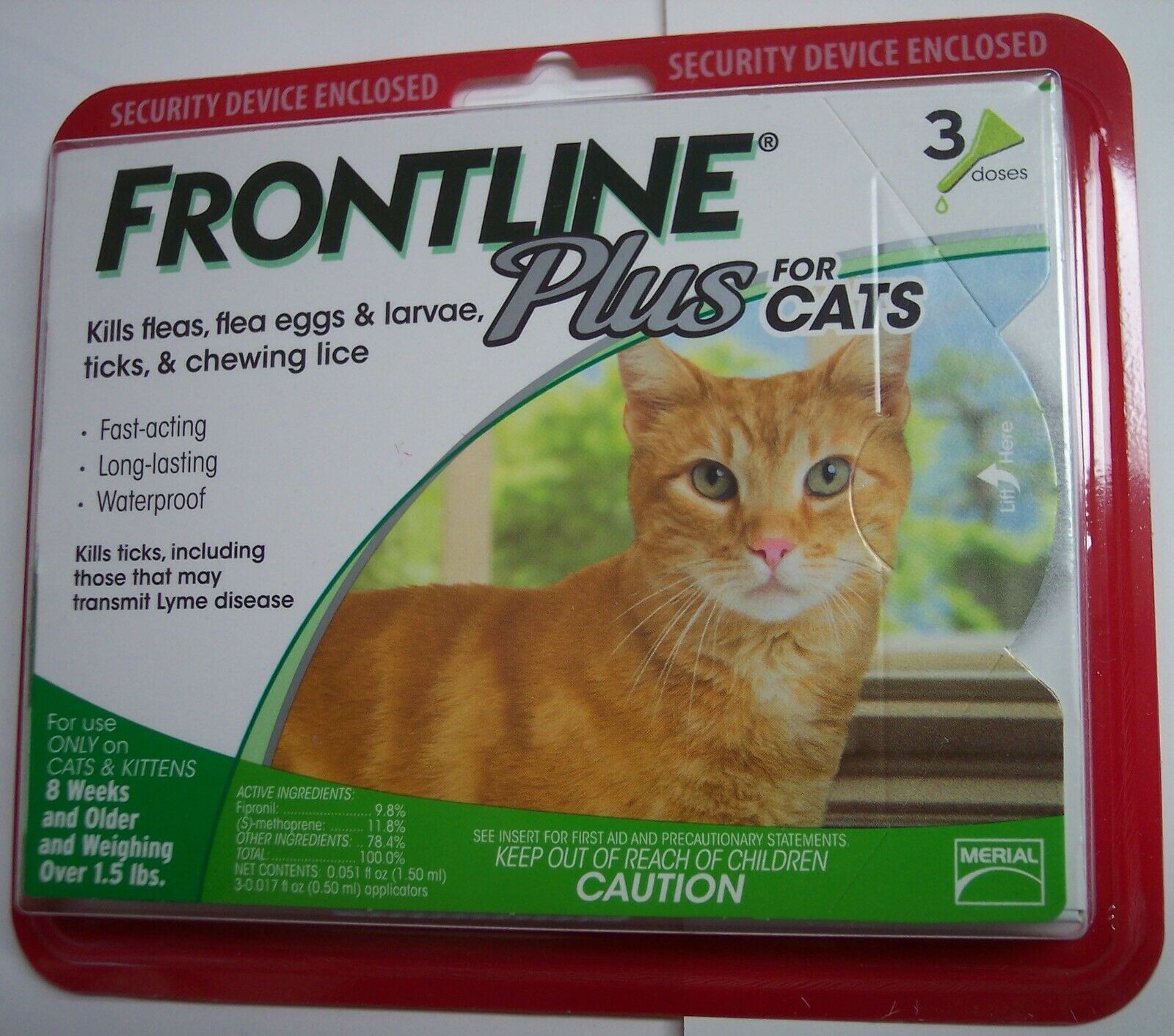 Frontline Plus Flea & Tick Control For Cats, Kittens Over 1.5 Lbs (3 Dose Box)