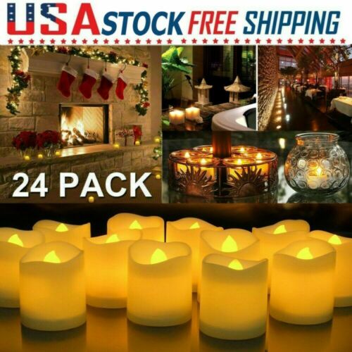 24 Pcs Flameless Votive Candles Battery Operated Flickering Led Tea Lights Decor