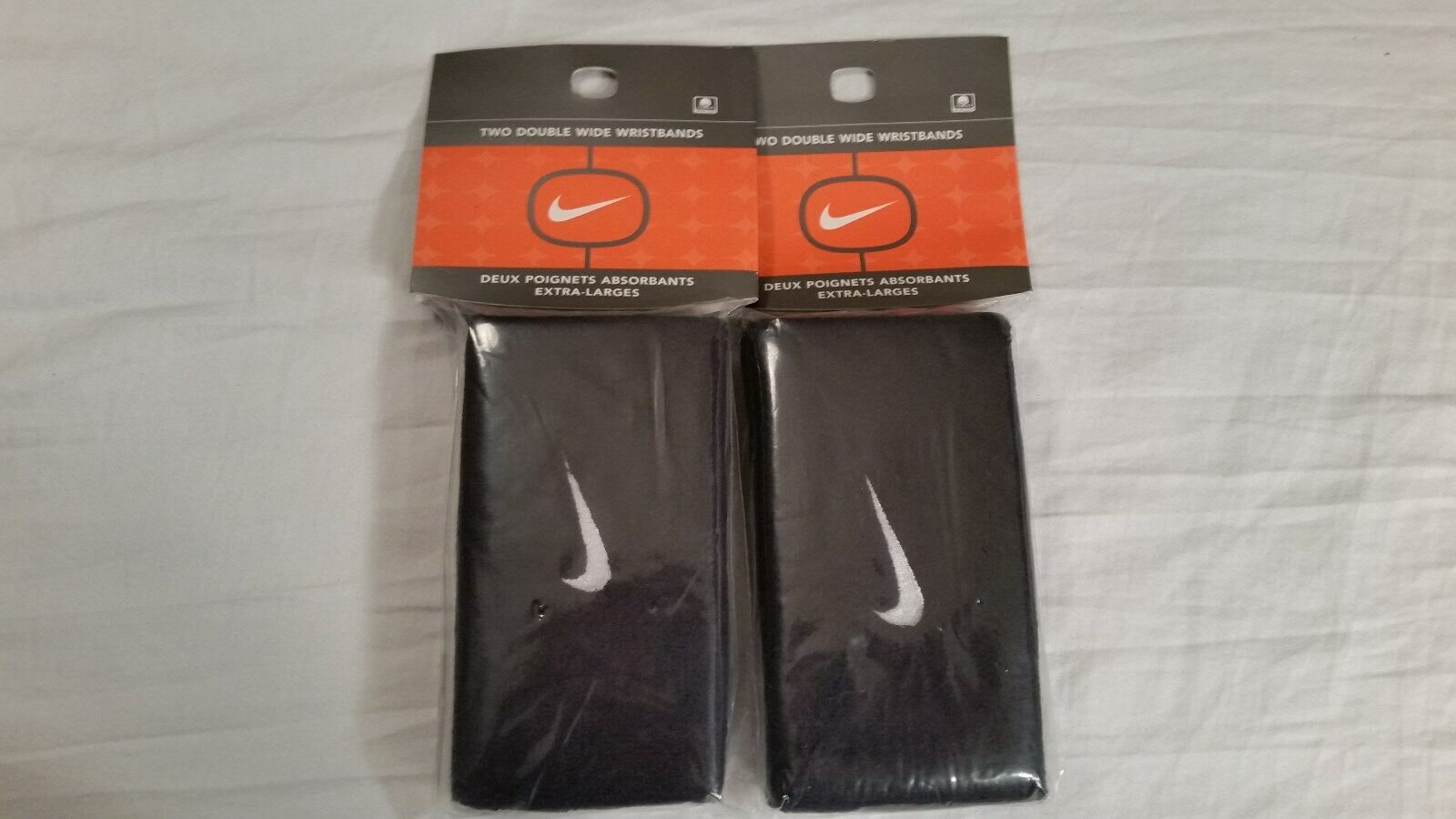 Nike Swoosh Doublewide Wristbands 2 Pair - Black