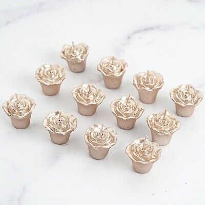 12 Rose Gold Mini Roses Floating Candles Party Wedding Centerpieces Supplies