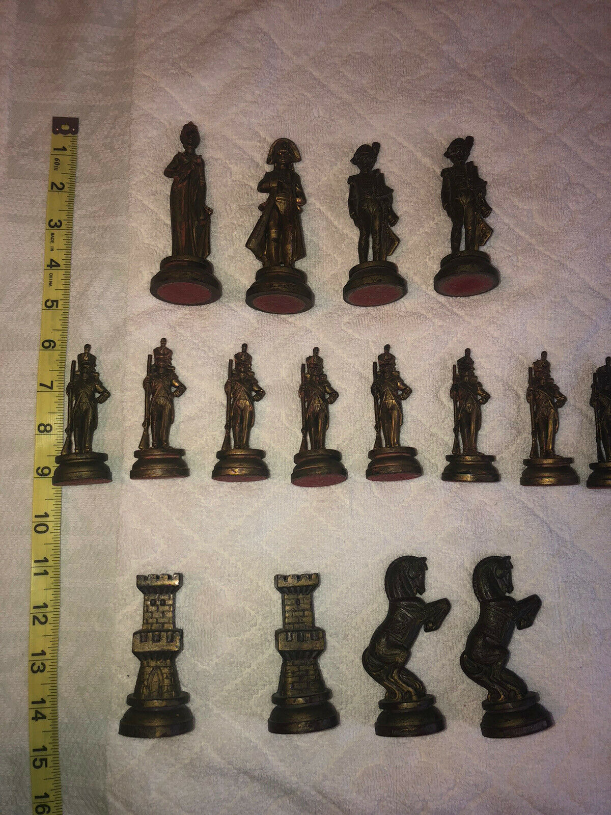 Vintage Napoleon Depose Italy Incomplete Chess Set Gold Silver Resin