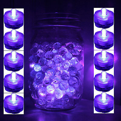 Set Of 10 Purple Submersible Bright Led Tea Light Wedding Home Decoration Free S