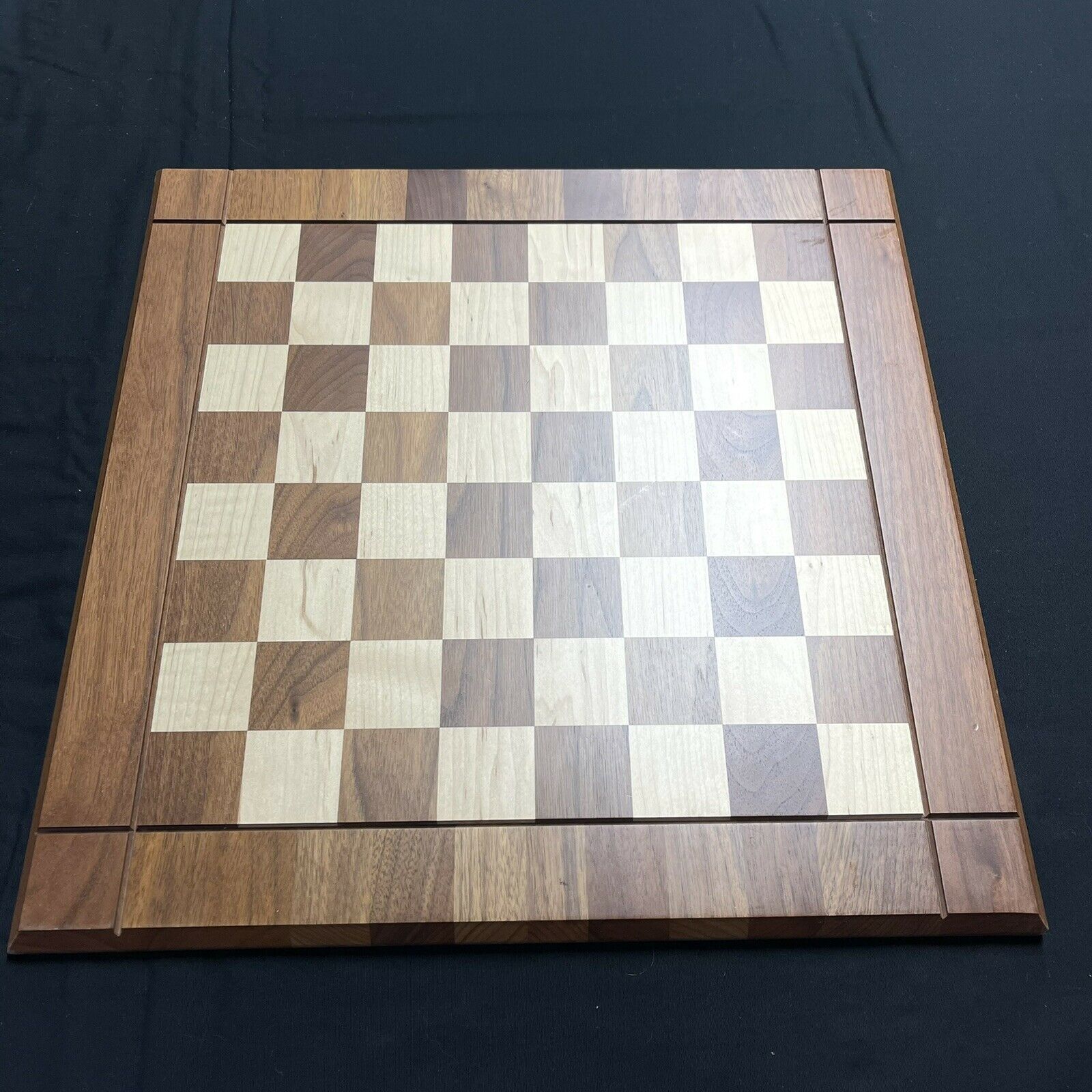 Vintage Drueke 18" Wood Chess Board - 1 3/4" Squares Double Sided Maple Walnut